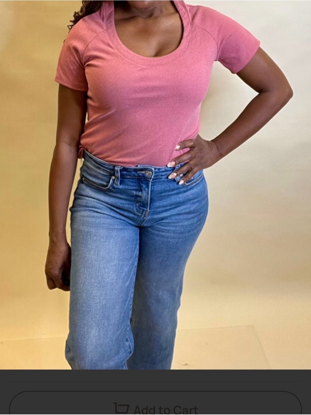 High-Rise Scoop Neck Tee in Dusty Rose